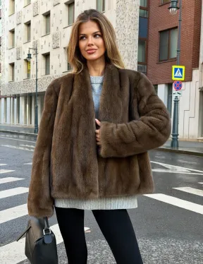 Короткий норковый жакет - цвет соболь