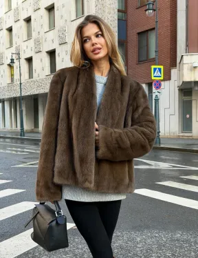 Короткий норковый жакет - цвет соболь