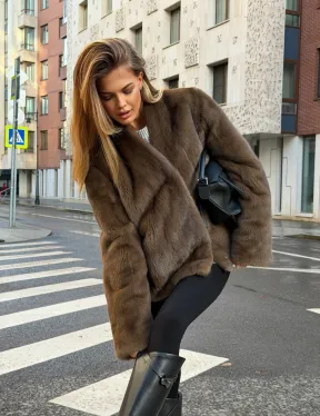 Короткий норковый жакет - цвет соболь