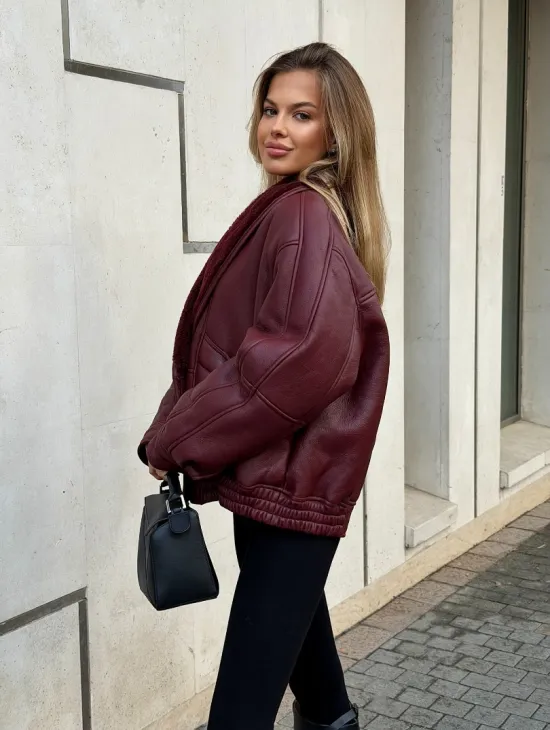 Дубленка женская зимняя - воротник шаль