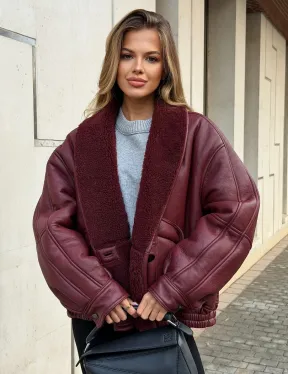 Дубленка женская зимняя - воротник шаль