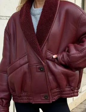 Дубленка женская зимняя - воротник шаль