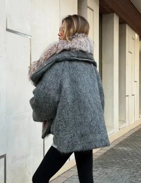 Шерстяная куртка - пуховик с мехом лисы