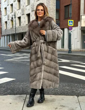 Шуба норковая женская с капюшоном куница