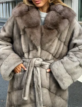 Шуба норковая женская с капюшоном куница