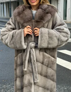 Шуба норковая женская с капюшоном куница