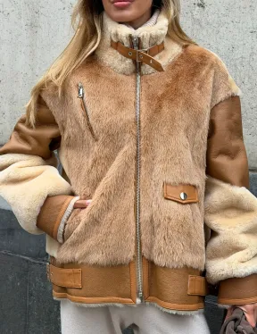 Комбинированная дубленка из овчины и норки