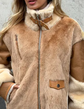 Комбинированная дубленка из овчины и норки