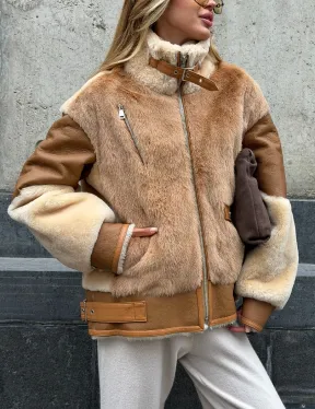 Комбинированная дубленка из овчины и норки