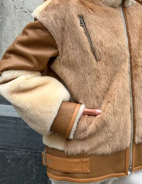 Комбинированная дубленка из овчины и норки