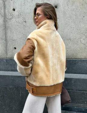 Комбинированная дубленка из овчины и норки