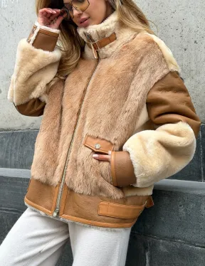 Комбинированная дубленка из овчины и норки