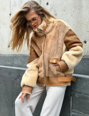 Комбинированная дубленка из овчины и норки