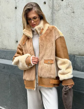 Комбинированная дубленка из овчины и норки