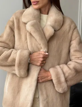 Норковый полушубок в натуральном цвете пастель