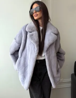 Шуба из норки короткая с английским воротником