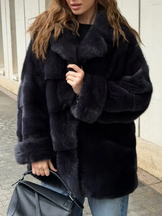 Норковый полушубок - английский воротник