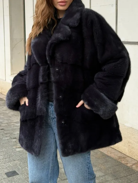 Норковый полушубок - английский воротник