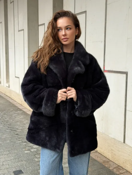 Норковый полушубок - английский воротник