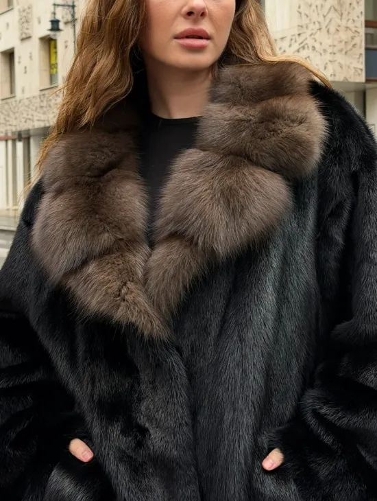 Норковая шуба - воротник куница