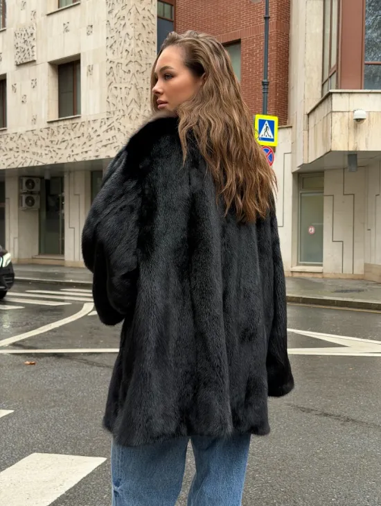 Норковая шуба - воротник куница