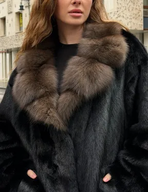 Норковая шуба - воротник куница