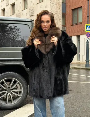 Норковая шуба - воротник куница
