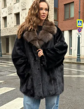 Норковая шуба - воротник куница