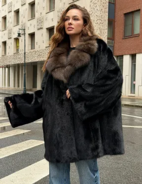 Норковая шуба - воротник куница