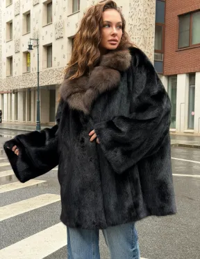 Норковая шуба - воротник куница