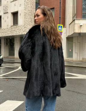 Норковая шуба - воротник куница