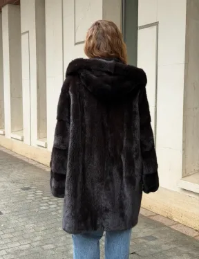 Норковая шуба с капюшоном