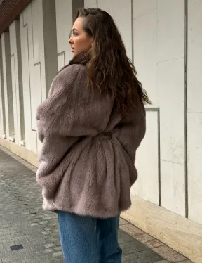 Норковая шуба летучка - воротник куница