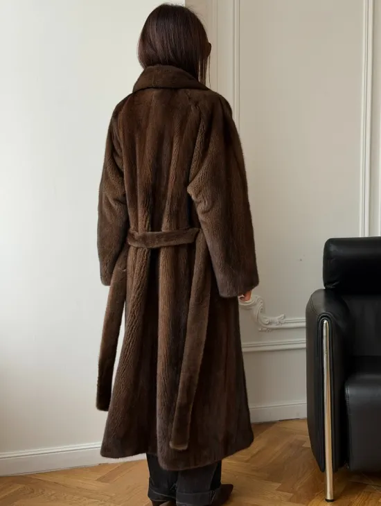 Норковое пальто - воротник шаль