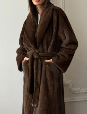 Норковое пальто - воротник шаль