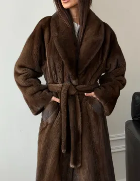 Норковое пальто - воротник шаль