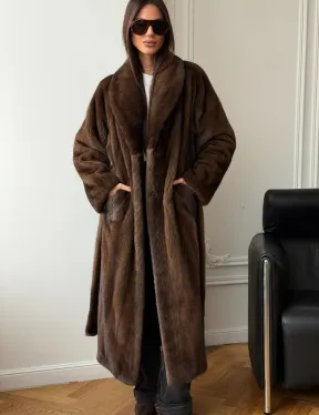 Норковое пальто - воротник шаль