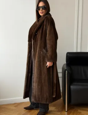 Норковое пальто - воротник шаль