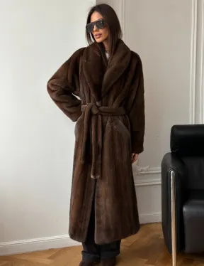 Норковое пальто - воротник шаль