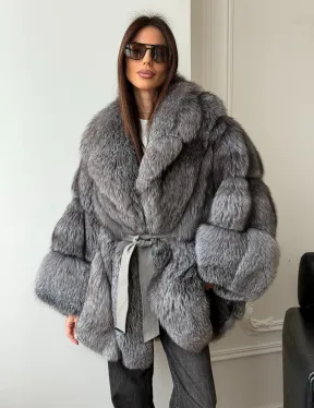 Шуба - пончо из лисы