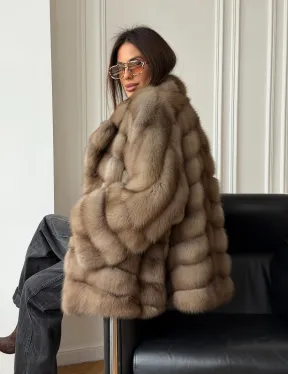 Шуба оверсайз из куницы