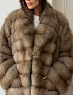 Шуба оверсайз из куницы