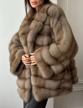 Шуба оверсайз из куницы