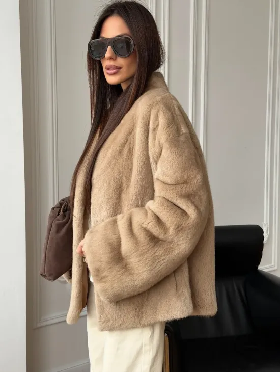 Норковый жакет (бежевый)