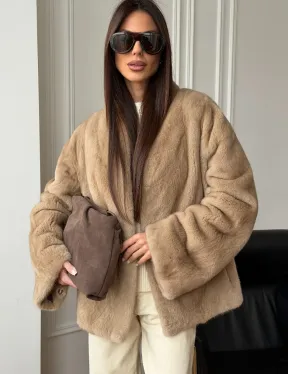 Норковый жакет (бежевый)