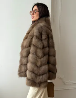 Шуба из меха куницы - рукава косичкой