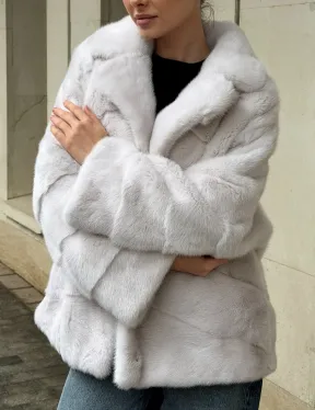 Светлый норковый полушубок