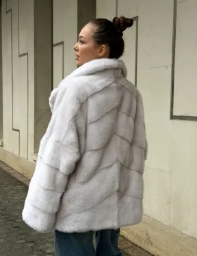 Светлый норковый полушубок