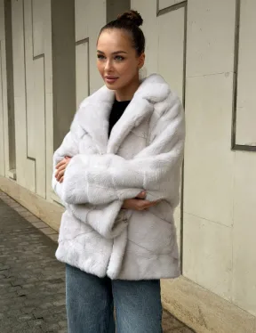 Светлый норковый полушубок