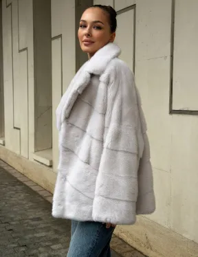 Светлый норковый полушубок